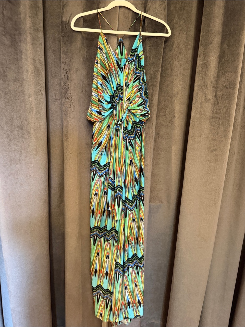 T-Bags Turquoise Multicolor V-Neck Maxi Dress